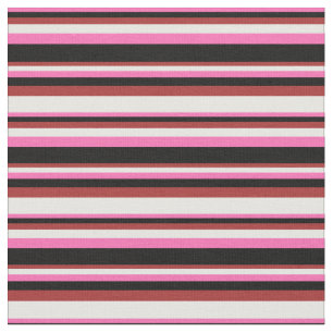 Hot-roze, zwart, bruin en Mint Cream Pattern Stof