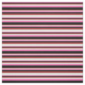 Hot-roze, zwart, bruin en Mint Cream Pattern Stof (Swatch)
