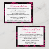 Hot Roze Zwart Damask Wedding Receptie Kaarten (Voorkant / Achterkant)