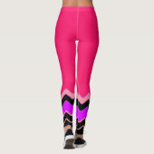 Hot-roze, zwart en wit Chevron-patroon Leggings (Achterkant)