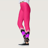 Hot-roze, zwart en wit Chevron-patroon Leggings (Links)