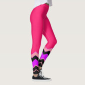 Hot-roze, zwart en wit Chevron-patroon Leggings (Rechts)