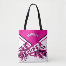 Hot-roze, zwart en wit design met supermarktleider tote bag