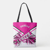 Hot-roze, zwart en wit design met supermarktleider tote bag (Achterkant)