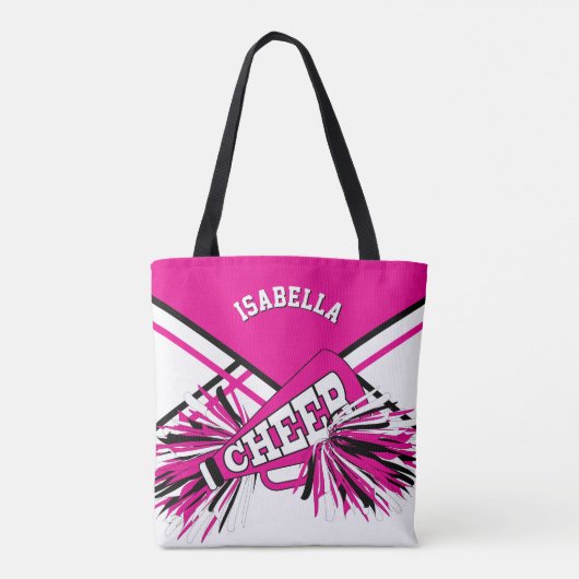 Hot-roze, zwart en wit design met supermarktleider tote bag (Achterkant)