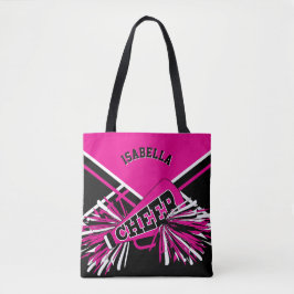Hot-roze, zwart en wit design met supermarktleider tote bag