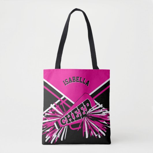 Hot-roze, zwart en wit design met supermarktleider tote bag (Voorkant)