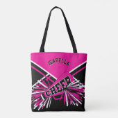 Hot-roze, zwart en wit design met supermarktleider tote bag (Achterkant)