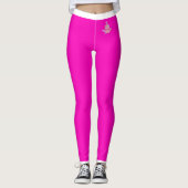 Hot-roze, zwart en wit leggings (Voorkant)