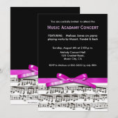 Hot-roze zwart en wit muziekconcert kaart (Voorkant / Achterkant)