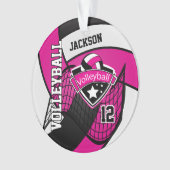 Hot-roze, zwart en wit 🏐 ❤ ornament (voorkant)