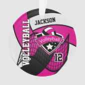 Hot-roze, zwart en wit 🏐 ❤ ornament (voorkant)