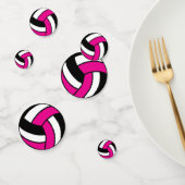 Hot-roze, zwart en wit volleybal confetti (Groep)