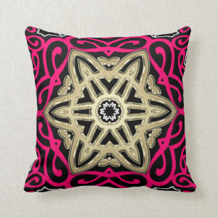 Hot-roze zwart & Gold Celtic Star Big Cushion Kussen