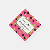 Hot Roze Zwart Goud Confetti Vrijgezellenfeest Servet (Hoek)