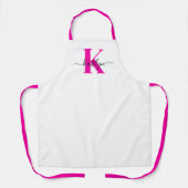 Hot Roze Zwart Initiaal Naam Monogrammed Schort (Voorkant)