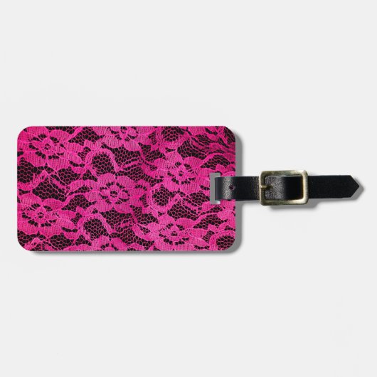 Hot-roze/zwart, kant-en-klaar bagagelabel (Voorkant horizontaal)
