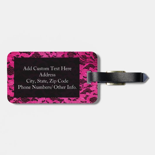Hot-roze/zwart, kant-en-klaar bagagelabel (Achterkant horizontaal)