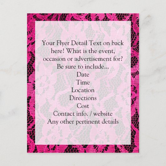 Hot-roze/zwart, kant-en-klaar flyer (Achterkant)