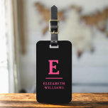 Hot Roze Zwart Minimal Modern Monogram Bagagelabel<br><div class="desc">Verhoog uw reiservaring met ons Classic Elegant Modern Minimalist Monogram Bagagelabel. Dit zorgvuldig ontworpen accessoire combineert naadloos tijdloze elegantie met hedendaags minimalisme, waardoor uw bagage opvalt met verfijning. Dit bagagelabel, dat met precisie en oog voor detail is vervaardigd, is meer dan alleen een praktisch item; het is een gepersonaliseerde uiting...</div>