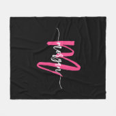 Hot Roze Zwart Modern Script Girly Monogram Naam Fleece Deken (Voorkant (Horizontaal))