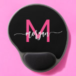 Hot Roze Zwart Modern Script Girly Monogram Naam Gel Muismat<br><div class="desc">Voeg een pop kleur toe aan uw werkruimte met onze Hot Pink Modern Script Girly Monogram Naam Muismat! Deze muismat heeft een levendig roze ontwerp en is gepersonaliseerd met jouw naam in een chique, eigentijds script en combineert stijl met praktische bruikbaarheid. Het gladde oppervlak zorgt voor nauwkeurige muisbewegingen, terwijl de...</div>