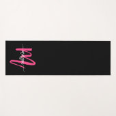 Hot Roze Zwart Modern Script Girly Monogram Naam Yogamat (Voorkant (horizontaal))