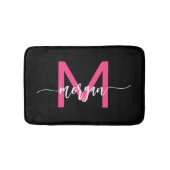 Hot Roze Zwart Monogram Dorm Room van het meisje Badmat (Voorkant)