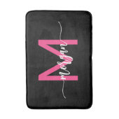 Hot Roze Zwart Monogram Dorm Room van het meisje Badmat (Voorkant Verticaal)