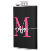 Hot Roze Zwart Monogram Meisje Bachelorette Party Heupfles (Links)