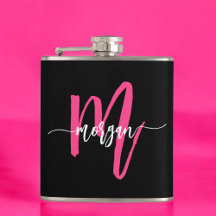 Hot Roze Zwart Monogram Meisje Bachelorette Party