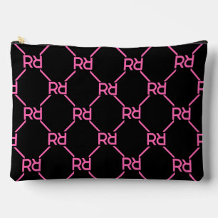 Hot Roze Zwart Monogram Naam Meisje Initiaal Luxe Etui