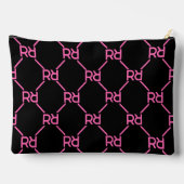Hot Roze Zwart Monogram Naam Meisje Initiaal Luxe Etui (Achterkant)