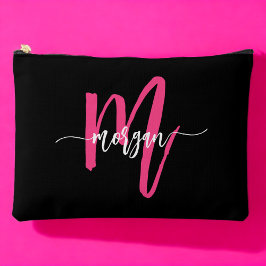 Hot Roze Zwart Monogram Naam Meisje Script Etui