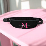 Hot Roze Zwart Monogram Naam Meisje Script Heuptasje<br><div class="desc">Voeg een pop kleur toe aan je outfit met onze Hot Pink Monogram Name Girl's Script Fanny Pack! Dit fanny pack is voorzien van een levendig hot pink design en is gepersonaliseerd met jouw naam in een stijlvol lettertype voor een op maat gemaakte toets. Perfect voor het dragen van benodigdheden...</div>