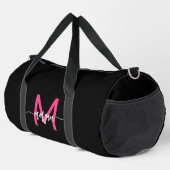 Hot Roze Zwart Monogram Naam Meisje Script Sport Plunjezak (Rechterhoek)