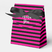 Hot roze zwart stijlvolle strepen dank u bedankdoosjes (Voorkant Zijde)