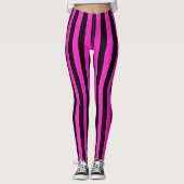 Hot-roze zwart, verticaal breedband leggings (Voorkant)