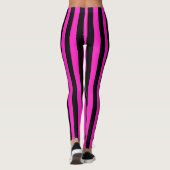 Hot-roze zwart, verticaal breedband leggings (Achterkant)