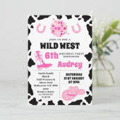 Hot roze zwart wild west cowgirl verjaardag kaart (Staand voorkant)