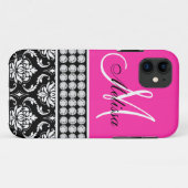 Hot-roze, zwart-wit, bedrukte diamanten Case-Mate iPhone case (Achterkant (horizontaal))