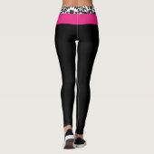 Hot-roze zwart-wit Damascus Gym Lounge Leggings (Achterkant)