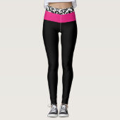 Hot-roze zwart-wit Damascus Gym Lounge Leggings (Voorkant)