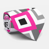 Hot-roze zwart-wit kleurenblokpatroon stropdas (Opgerold)