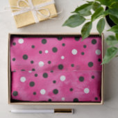 Hot Roze Zwart-wit Waterverf Polka Dots Tissuepapier (Geschenk)