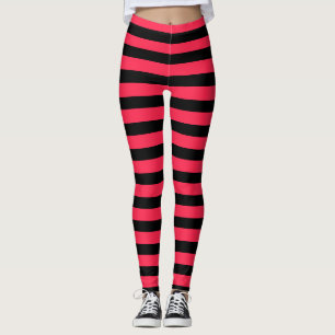 Hot-roze zwarte aardbei Costume Halloween Stripe Leggings