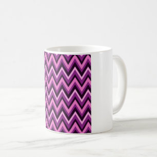 Hot Roze & Zwarte Chevron – Elektrisch Zigzag Patr Koffiemok