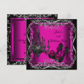 Hot-roze zwarte feestdag hoge hiel-schoenen kaart (Voorkant / Achterkant)