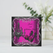 Hot-roze zwarte feestdag hoge hiel-schoenen kaart (Staand voorkant)