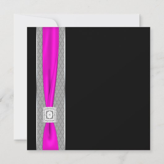 Hot Roze Zwarte Fuchsia Roze Boog Huwelijk Kaart (Achterkant)